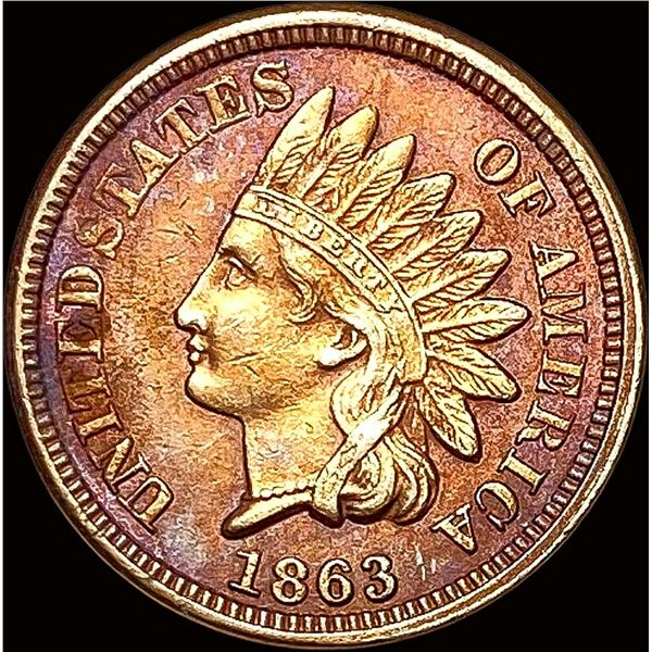 1863 Bronze Indian Head Cent NEARLY UNCIRCULATED