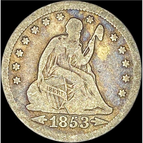1853 Arrows/Rays Seated Liberty Quarter NICELY CIRCULATED