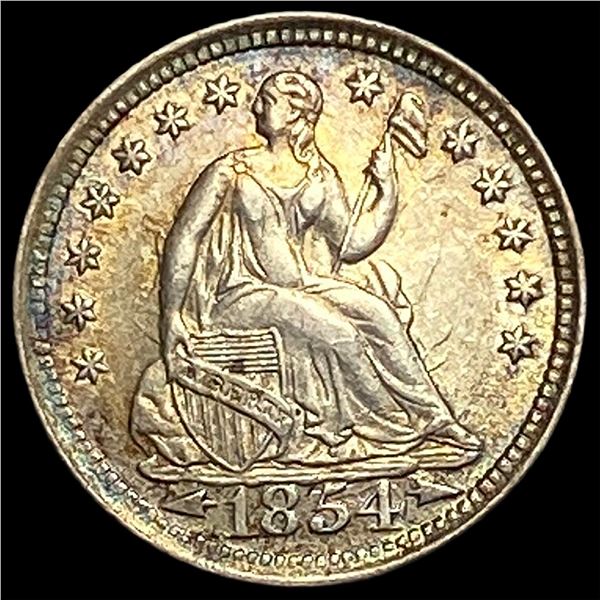 1854 Arrows Seated Liberty Half Dime CHOICE  AU