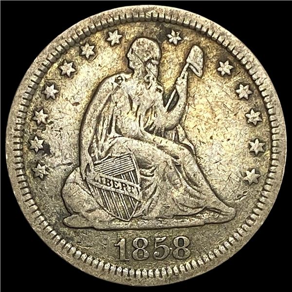 1858 Silver Seated Liberty Quarter LIGHTLY  CIRCULATED