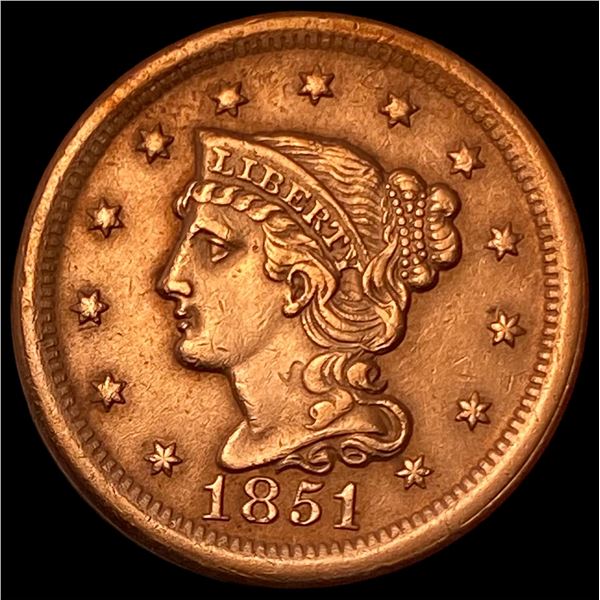 1851 Braided Hair Large Cent CLOSELY UNCIRCULATED