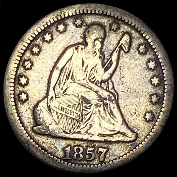 1857-O Silver Seated Liberty Quarter LIGHTLY CIRCULATED