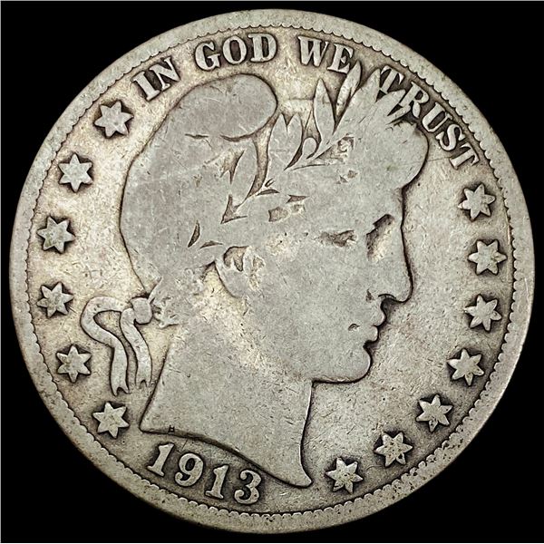 1913-S Silver Barber Half Dollar NICELY  CIRCULATED