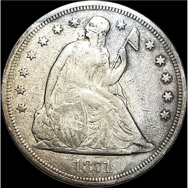 1871 Silver Seated Liberty Dollar LIGHTLY CIRCULATED