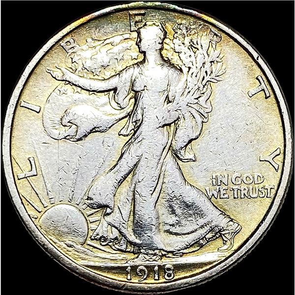 1918-D Silver Walking Liberty Half Dollar LIGHTLY CIRCULATED