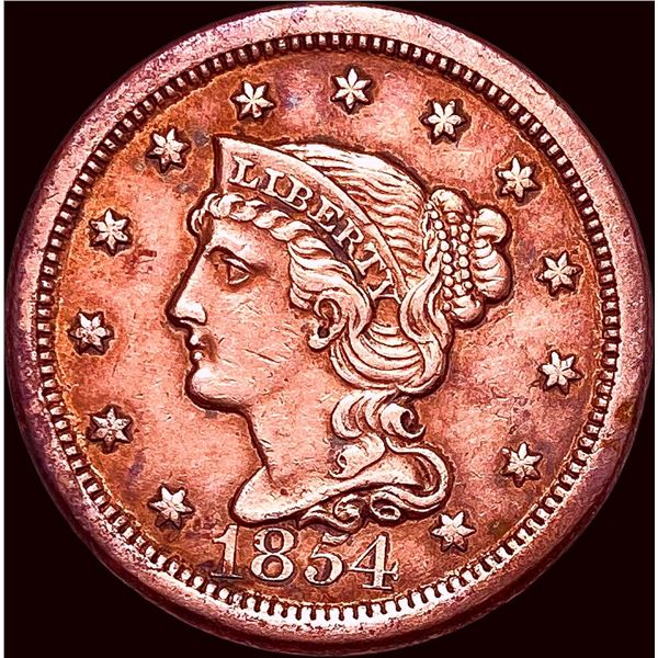 1854 Braided Hair Large Cent CLOSELY UNCIRCULATED