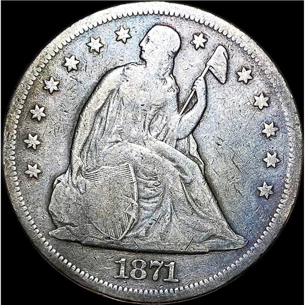 1871 Silver Seated Liberty Dollar NICELY CIRCULATED