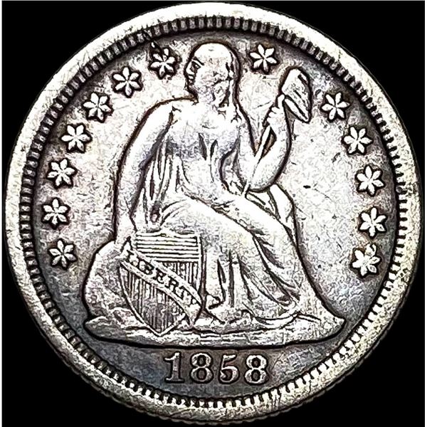 1858-O Silver Seated Liberty Dime NEARLY UNCIRCULATED