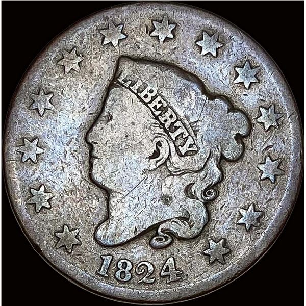 1824 Coronet Head Large Cent NICELY CIRCULATED