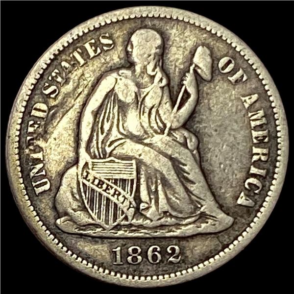 1862-S Silver Seated Liberty Dime LIGHTLY CIRCULATED