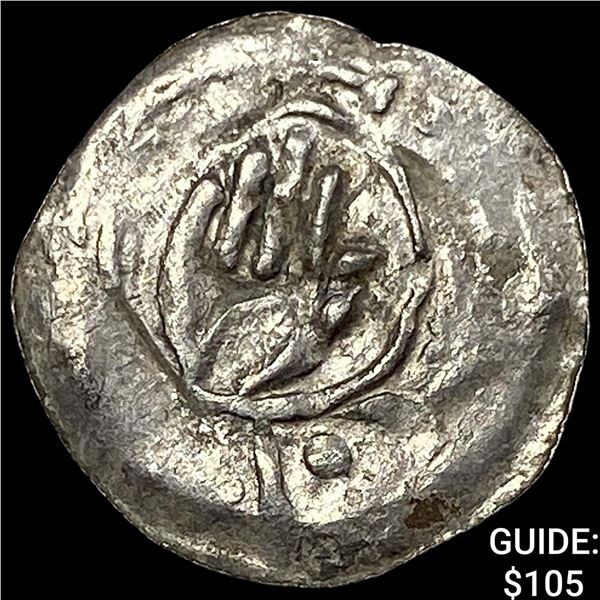 1250-1300 Germany SIlver Hand Heller NEARLY UNCIRCULATED