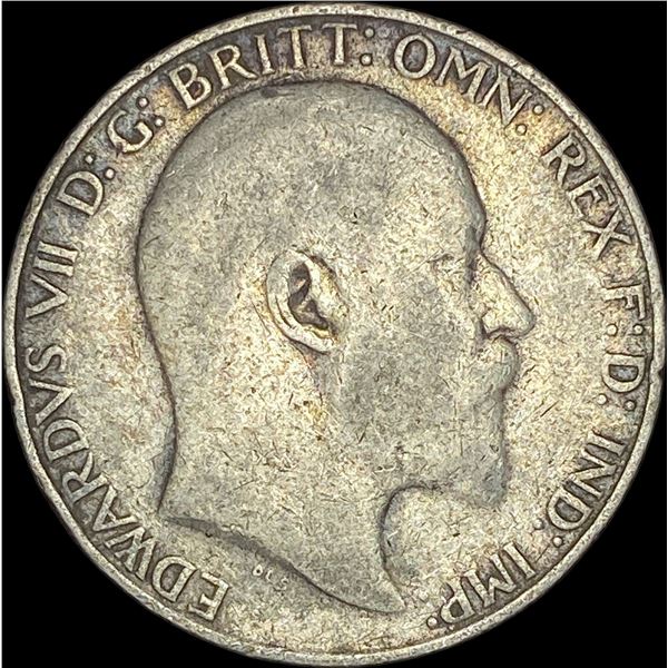1907 Great Britain Silver Florin NEARLY UNCIRCULATED