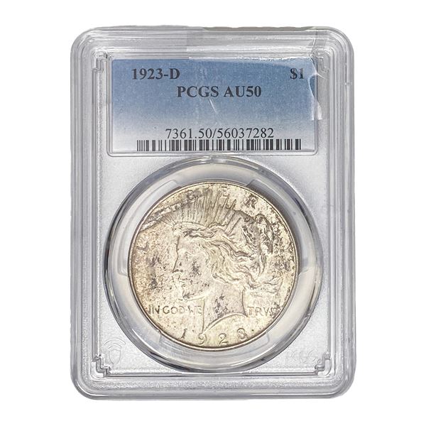 1923-D Silver Peace Dollar PCGS AU50