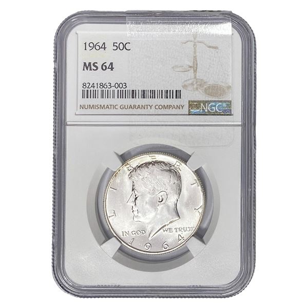 1964 Kennedy Half Dollar NGC MS64