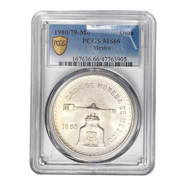 1980/79-MO Silver Mexico 1 Onza PCGS MS66