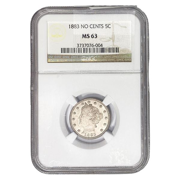 1883 No Cents Liberty Victory Nickel NGC MS63