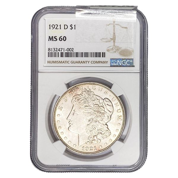 1921-D Morgan Silver Dollar NGC MS60