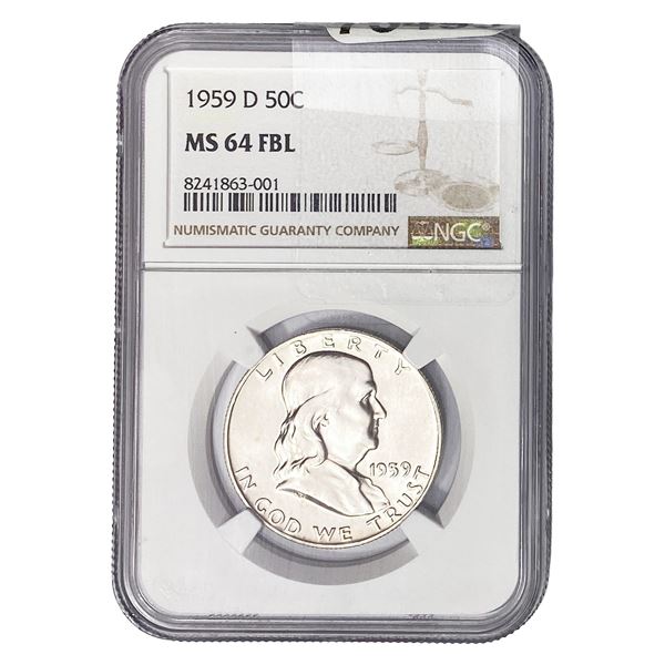 1959-D Franklin Half Dollar NGC MS64 FBL