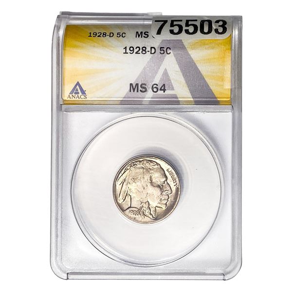 1928-D Buffalo Nickel ANACS MS64