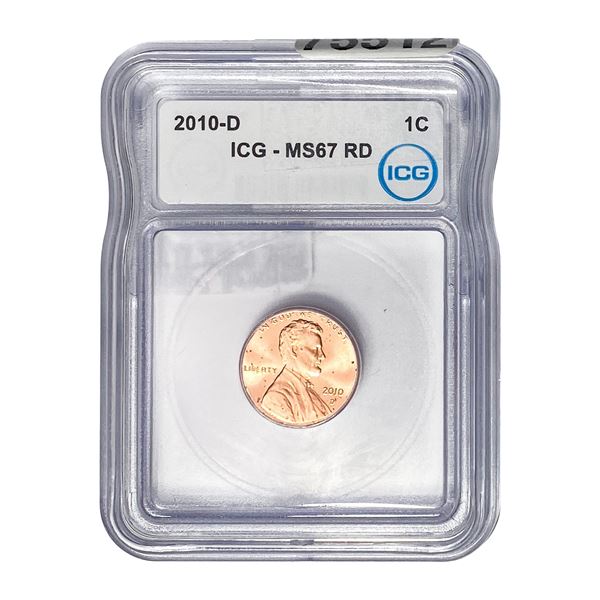 2010-D Lincoln Shield 1C ICG MS67 RD