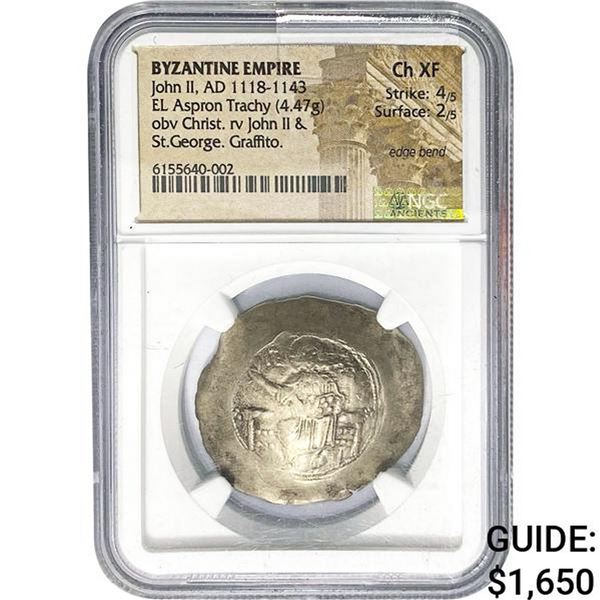 Byzantine John II AD 1118-1143 EL Aspron Trachy NGC