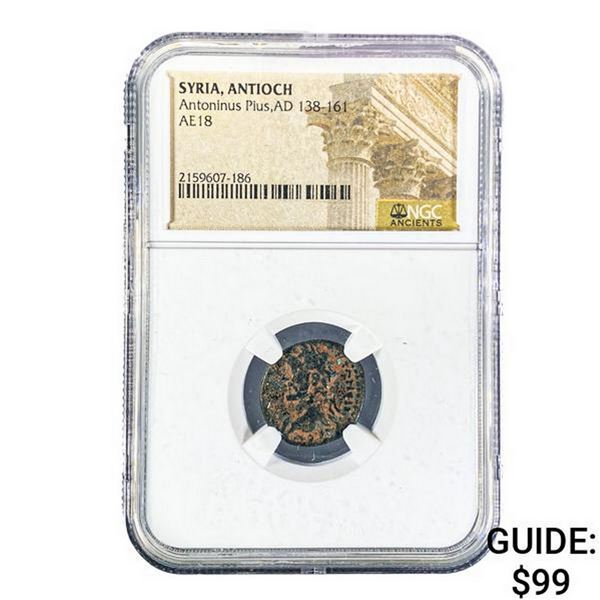 Syria Antoninus Plus, AD 138-161 AE18 NGC
