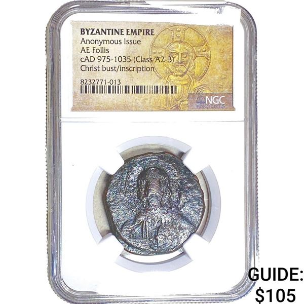 Byzantine cAD 975-1035 Bronze Follis NGC