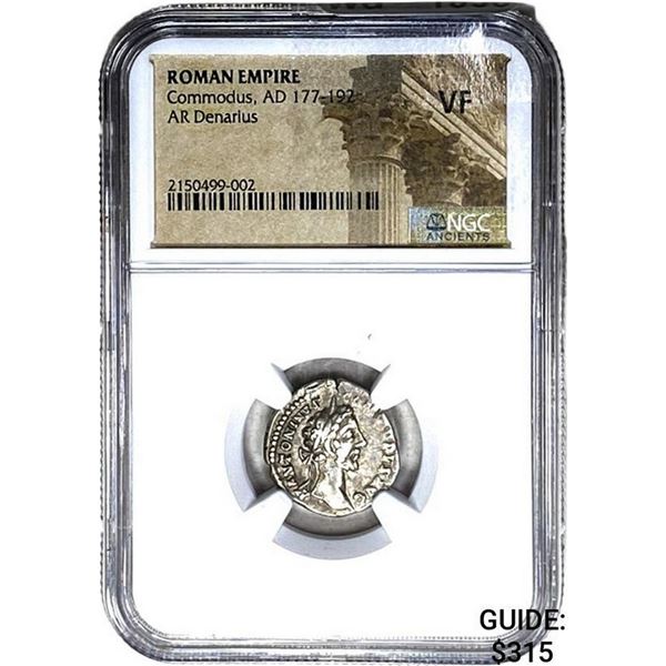 Roman Commodus, AD 177-192 Silver Denarius NGC VF