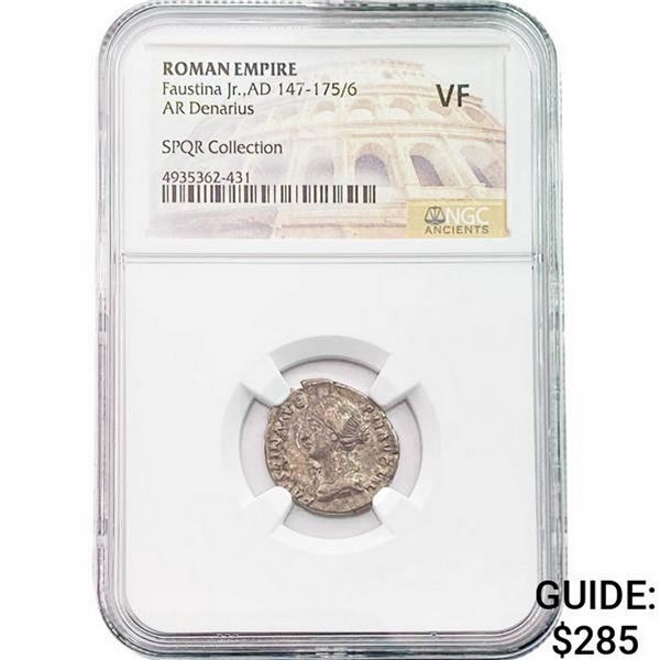 Roman Faustina Jr. AD 147-175/6 Silver Denarius  VF