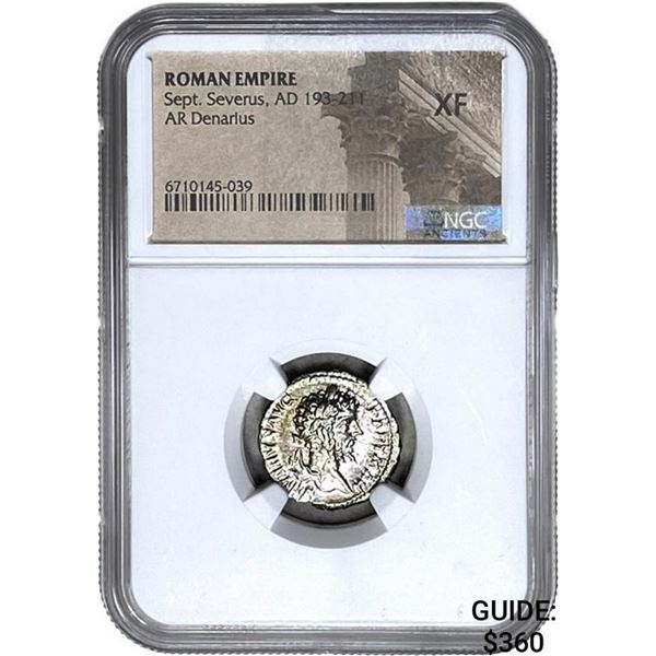 Roman Sept. Severus AD 193-211 Silver Denarius NGC XF