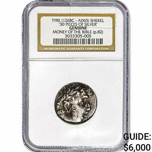 126BC-AD65 Tyre Shekel "30 Pieces of Silver" NGC