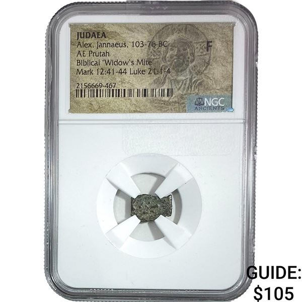 Judaea Alex, Jannaeus 103-76 BC Widow's Mite  F