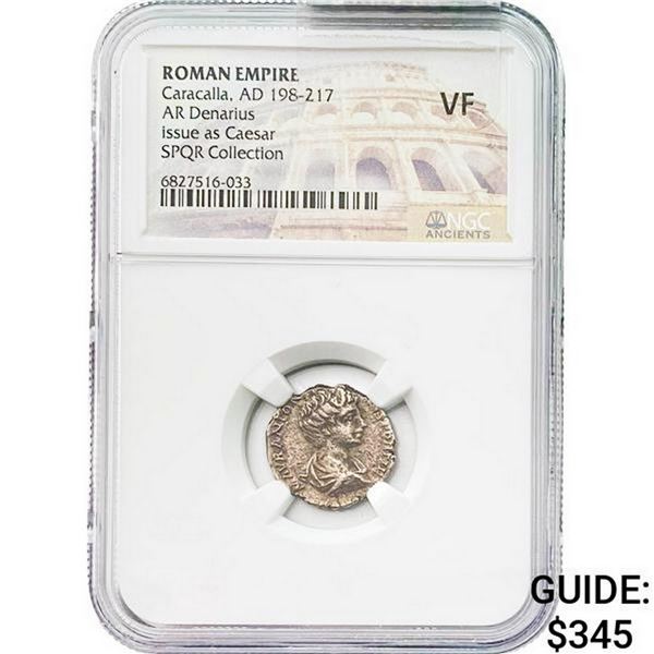 Roman Caracalla, AD 198-217 Silver Denarius NGC
