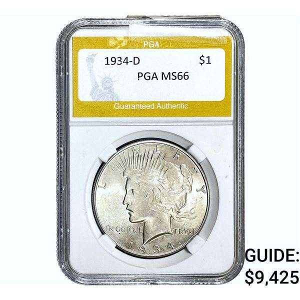 1934-D Silver Peace Dollar PGA MS66