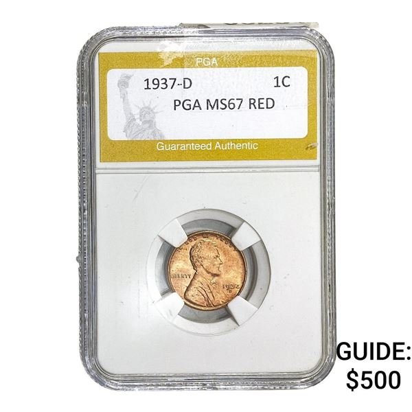 1937-D Wheat Cent PGA MS67 Red