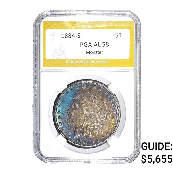 1884-S Morgan Silver Dollar PGA AU58 Monster