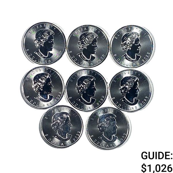 [8 Coins] 2022 Canada 1oz SIlver $5 Roll