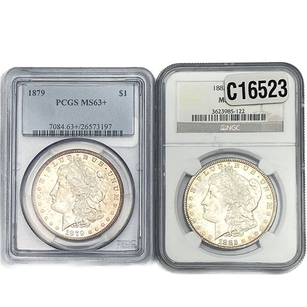 [2 Coins] 1879-1882 Morgan Silver Dollar PCGS/NGC MS63