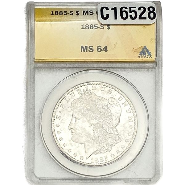 1885-S Morgan Silver Dollar ANACS MS64