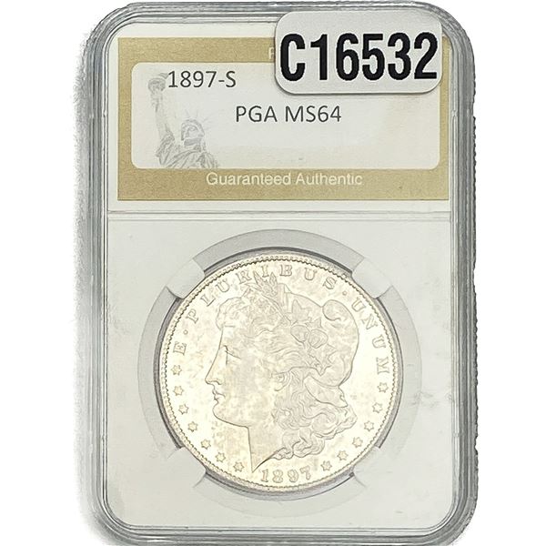 1897-S Morgan Silver Dollar PGA MS64