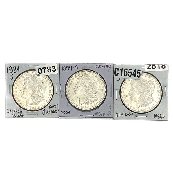 [3 Coins] 1894-S Morgan Silver Dollar