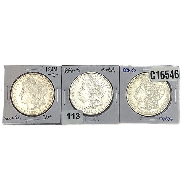 [3 Coins] 1881-1886 Morgan Silver Dollar