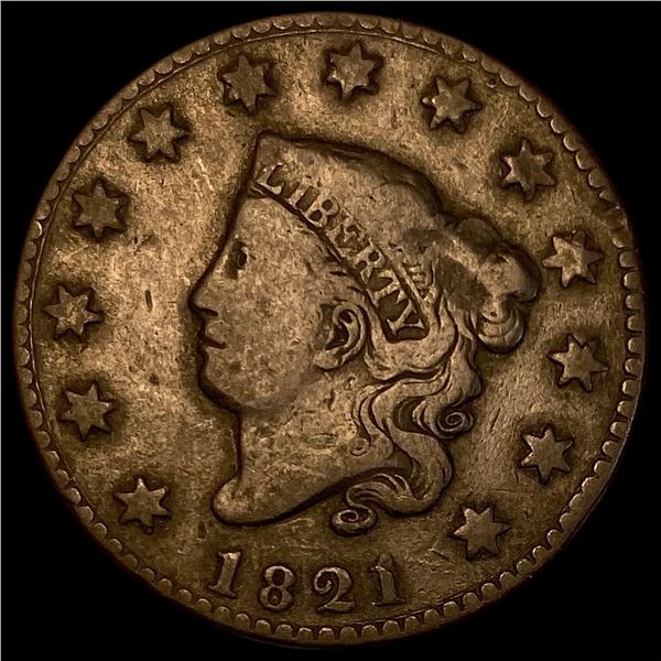 1821 Coronet Head Large Cent NICELY  CIRCULATED