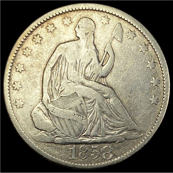 1858 Seated Liberty Half Dollar LIGHTLY  CIRCULATED