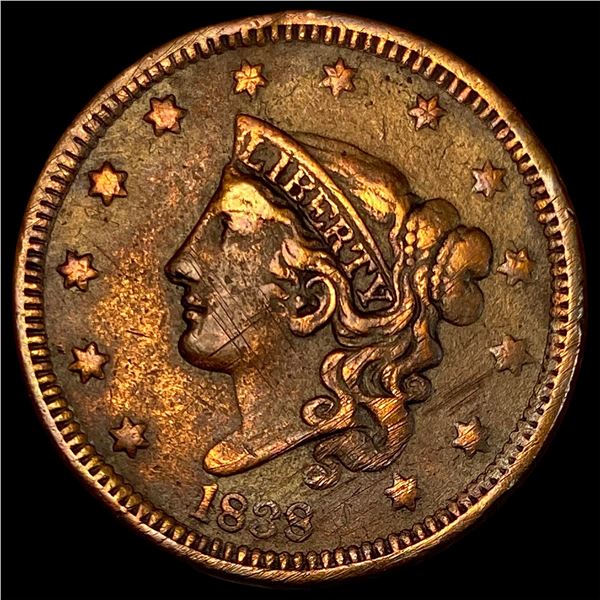 1838 Braided Hair Large Cent NEARLY  UNCIRCULATED