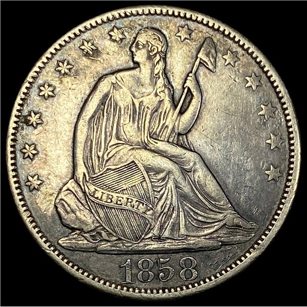 1858 Seated Liberty Half Dollar CLOSELY  UNCIRCULATED