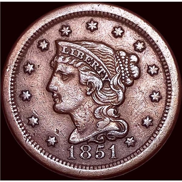 1851 Braided Hair Large Cent CLOSELY UNCIRCULATED