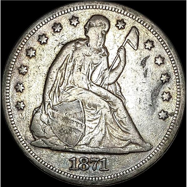 1871 Silver Seated Liberty Dollar NEARLY  UNCIRCULATED