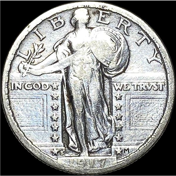 1917-S Silver Standing Liberty Quarter  LIGHTLY CIRCULATED