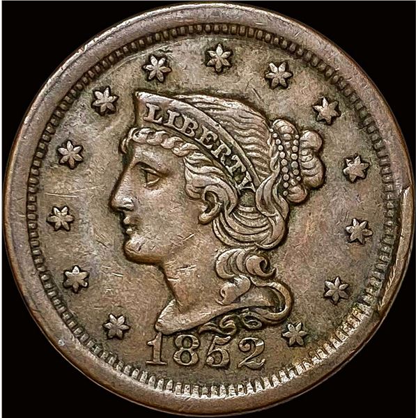 1852 Braided Hair Large Cent LIGHTLY  CIRCULATED